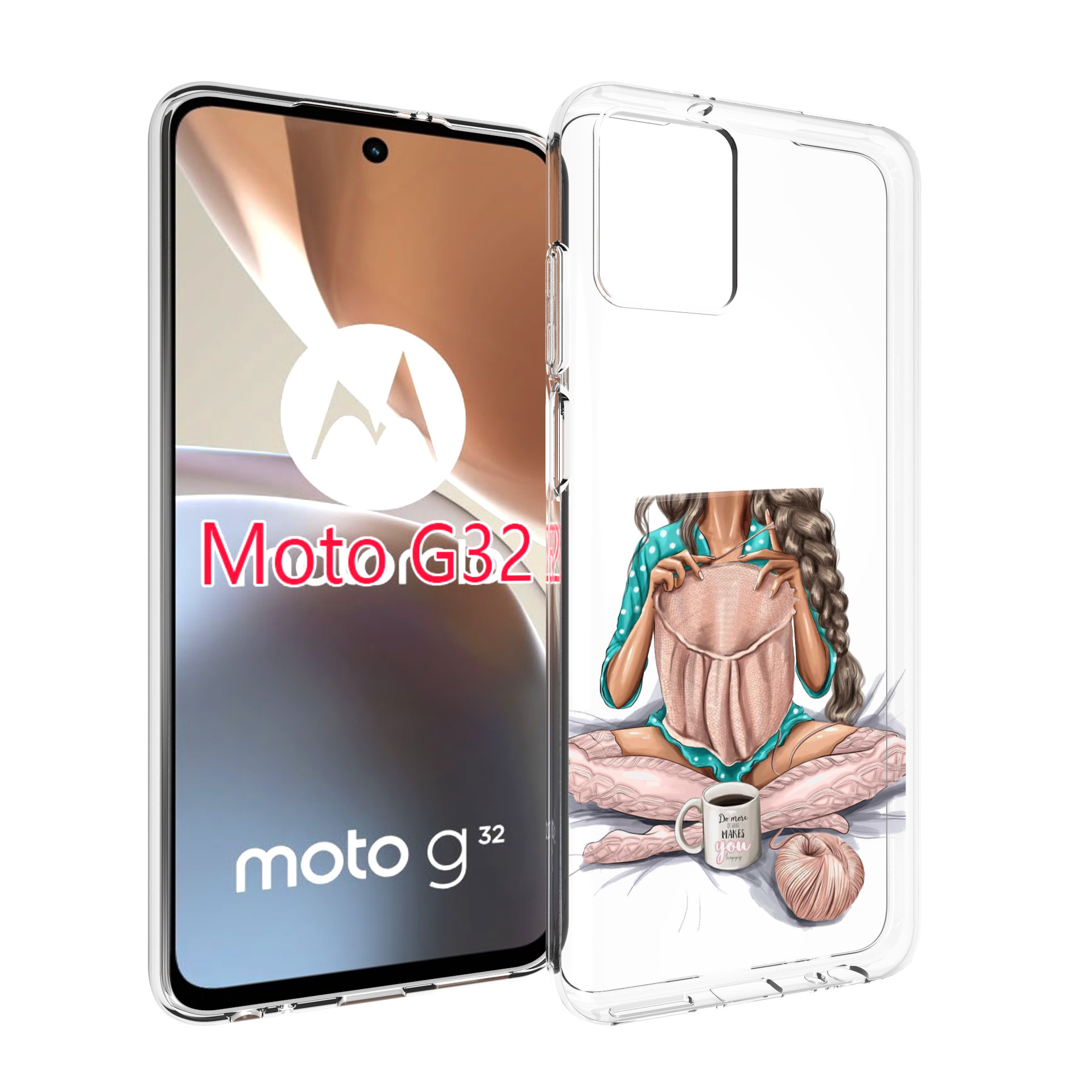 

Чехол MyPads Девушка-вяжет женский для Motorola Moto G32, Прозрачный, Tocco