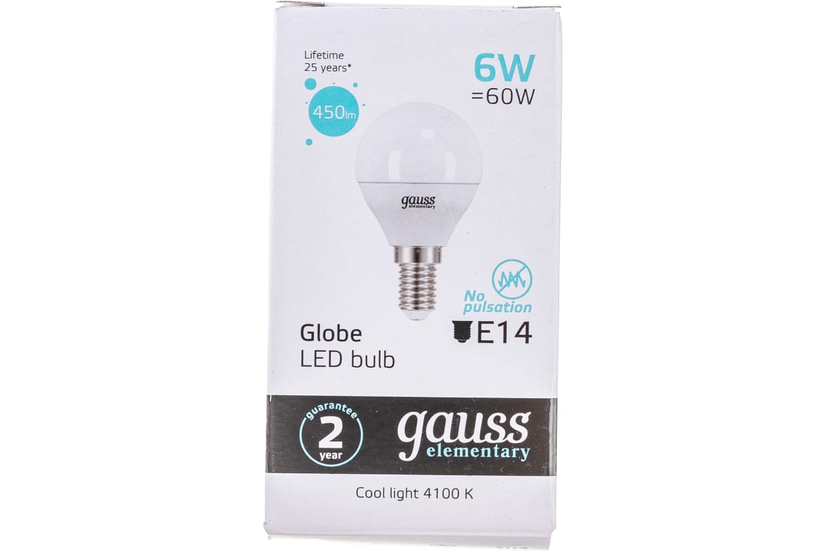 

Упаковка ламп LED GAUSS E14, шар, 6Вт, 10 шт. 53126, Упаковка ламп LED GAUSS E14, шар, 6Вт, 10 шт. [53126]