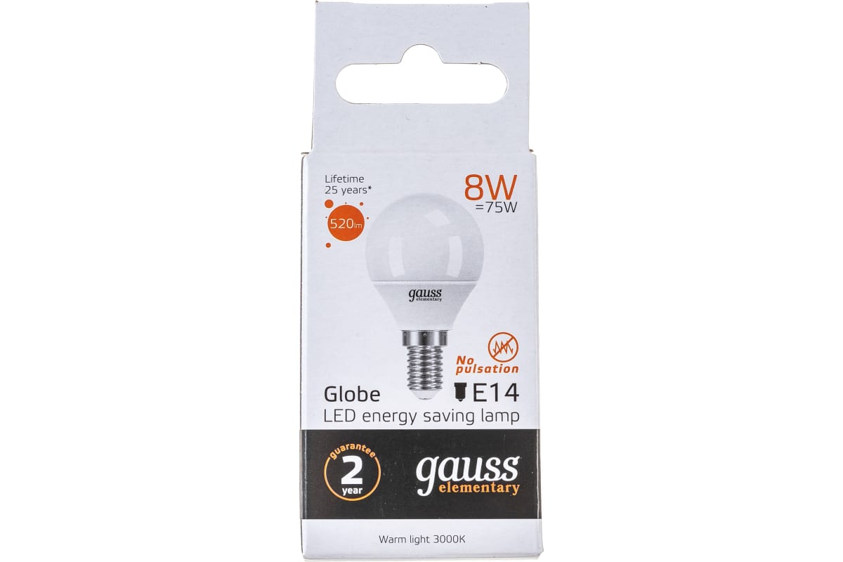 

Упаковка ламп LED GAUSS E14, шар, 8Вт, 10 шт. 53118, Упаковка ламп LED GAUSS E14, шар, 8Вт, 10 шт. [53118]