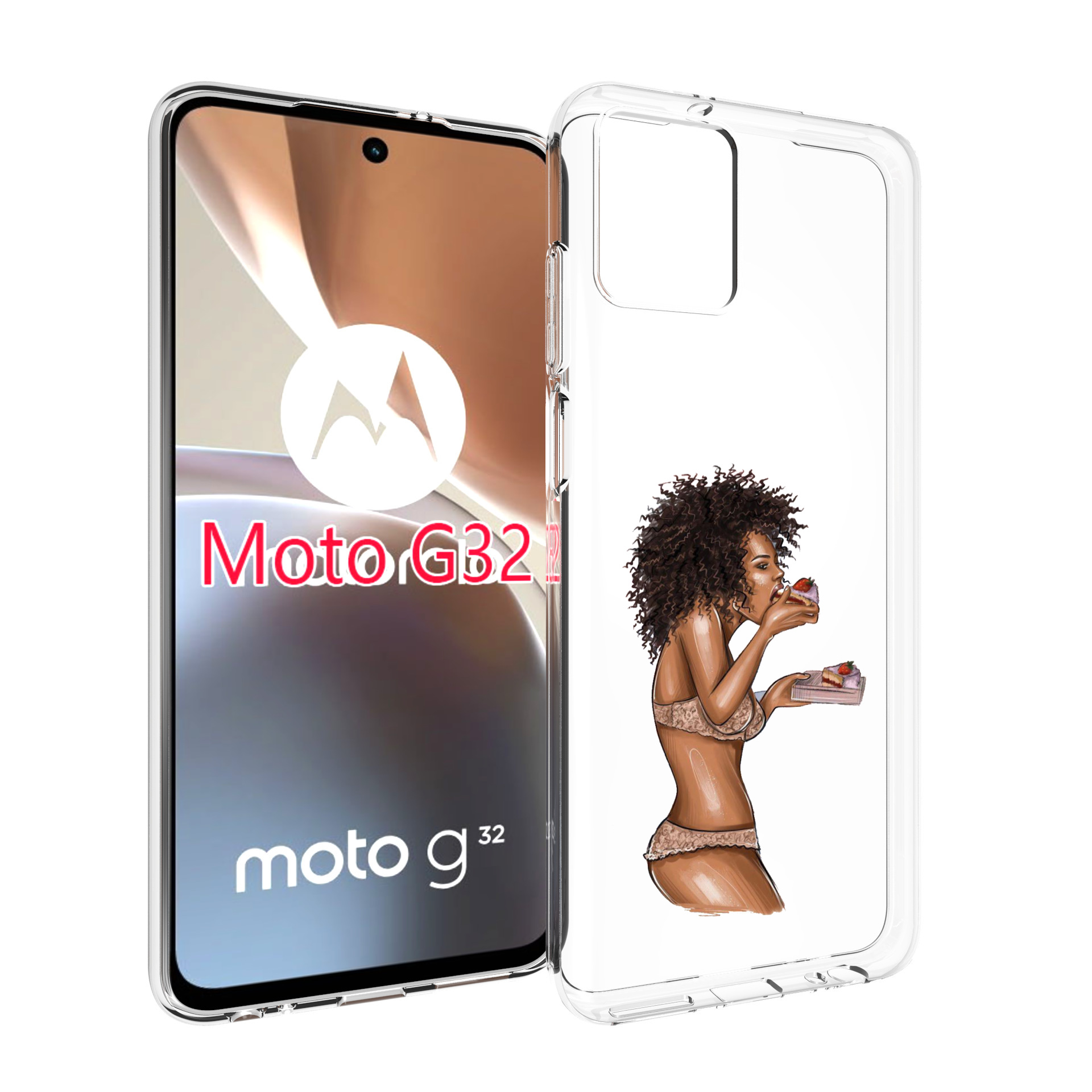 

Чехол MyPads Девушка-с-пирожными женский для Motorola Moto G32, Прозрачный, Tocco