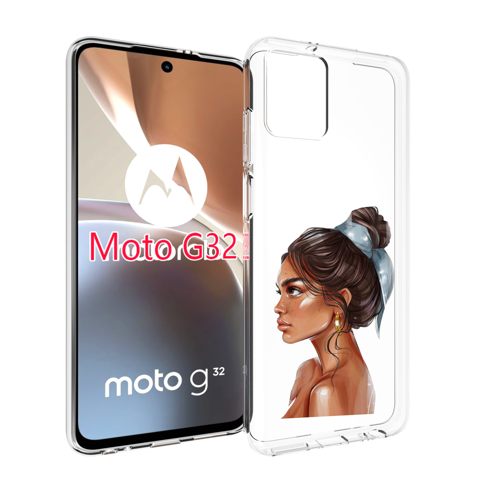 

Чехол MyPads Девушка-с-повязкой женский для Motorola Moto G32, Прозрачный, Tocco