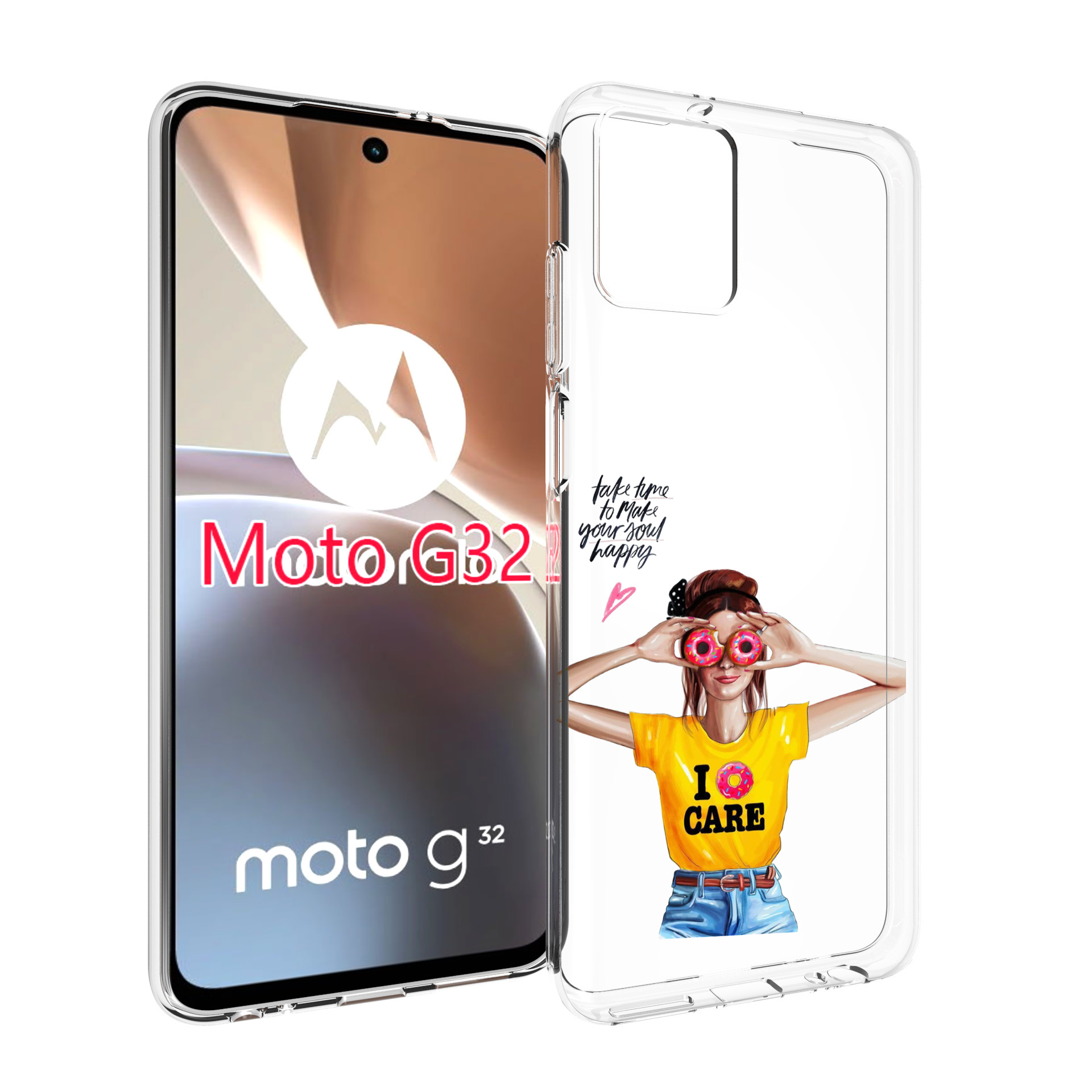 

Чехол MyPads Девушка-с-пончиками женский для Motorola Moto G32, Прозрачный, Tocco