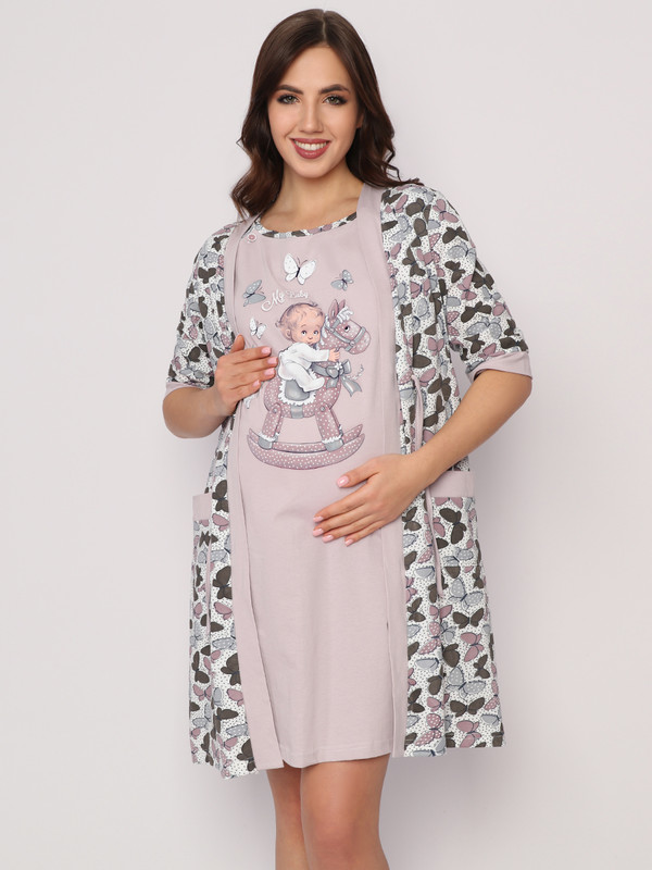 Комплект домашний для беременных и кормящих женский Fashion Margo КЖ0271 бежевый 44 RU