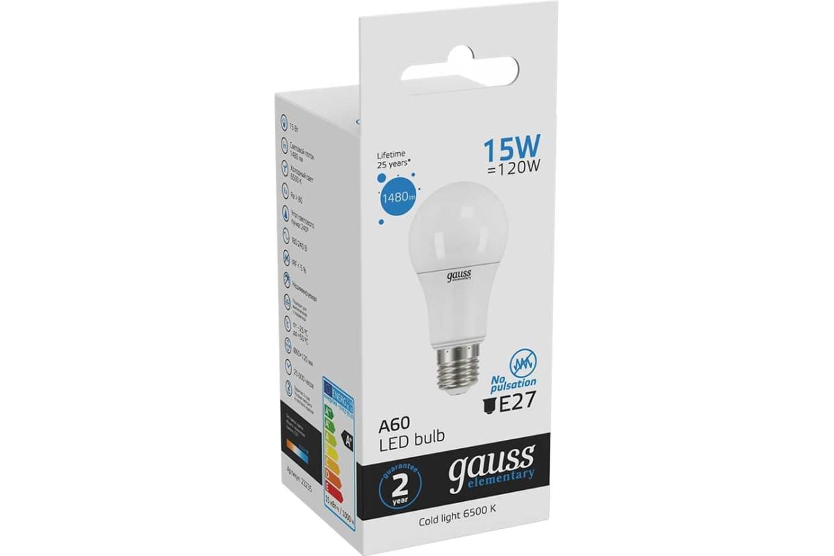 

Упаковка ламп LED GAUSS E27, груша, 15Вт, 10 шт. 23235, Упаковка ламп LED GAUSS E27, груша, 15Вт, 10 шт. [23235]