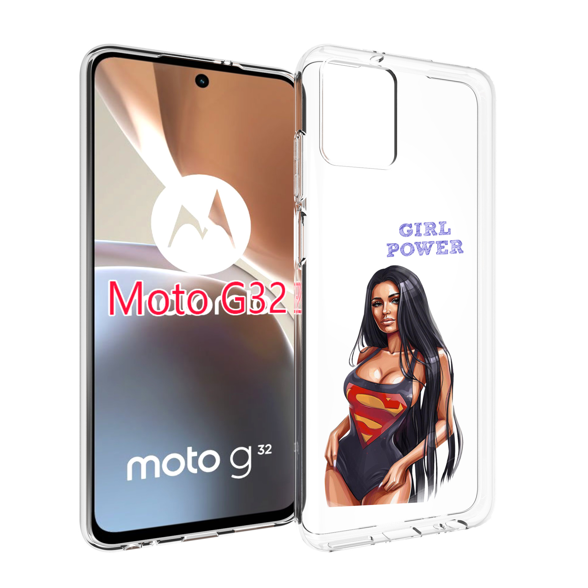 

Чехол MyPads Девушка-супермен женский для Motorola Moto G32, Прозрачный, Tocco