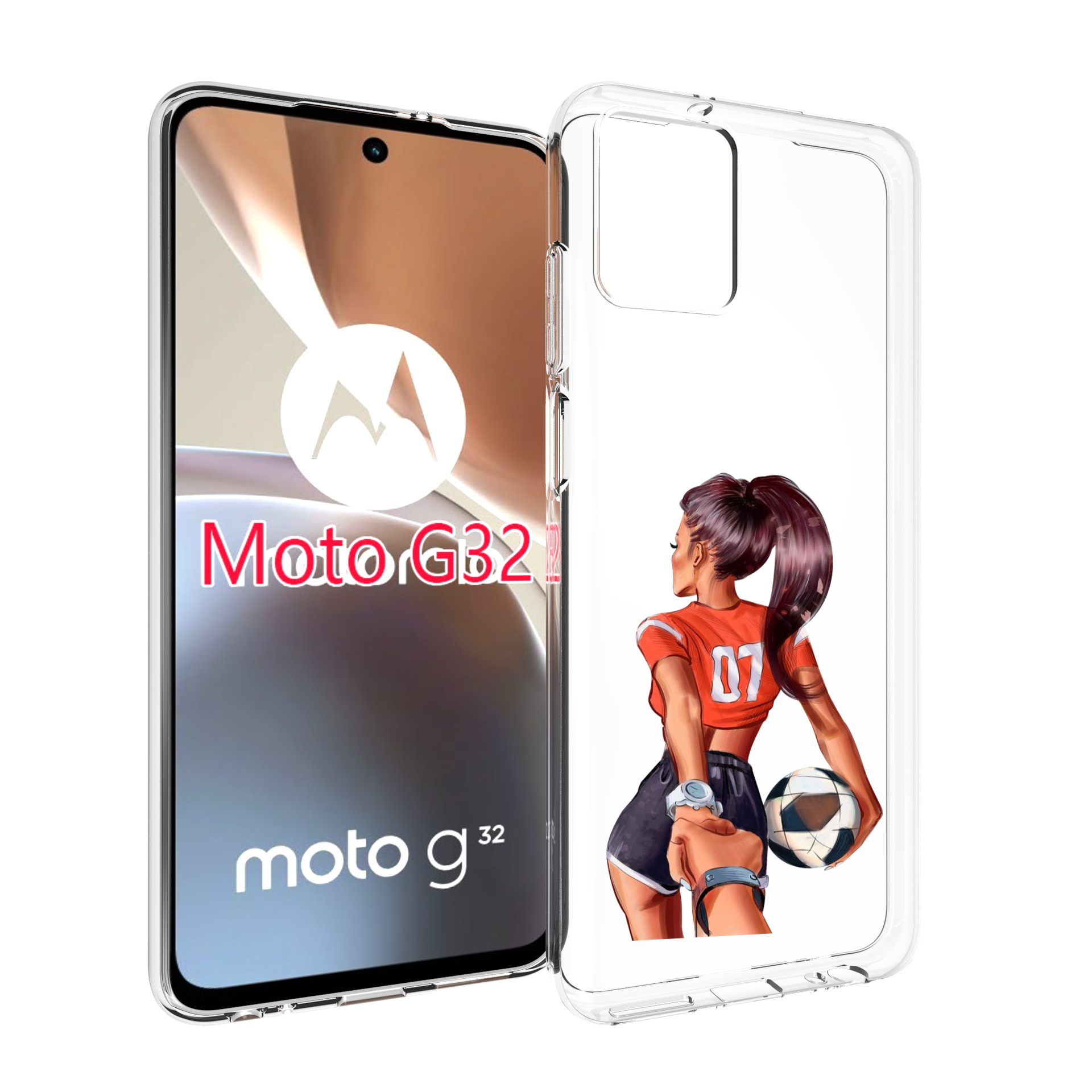 

Чехол MyPads Девушка-футболистка женский для Motorola Moto G32, Прозрачный, Tocco