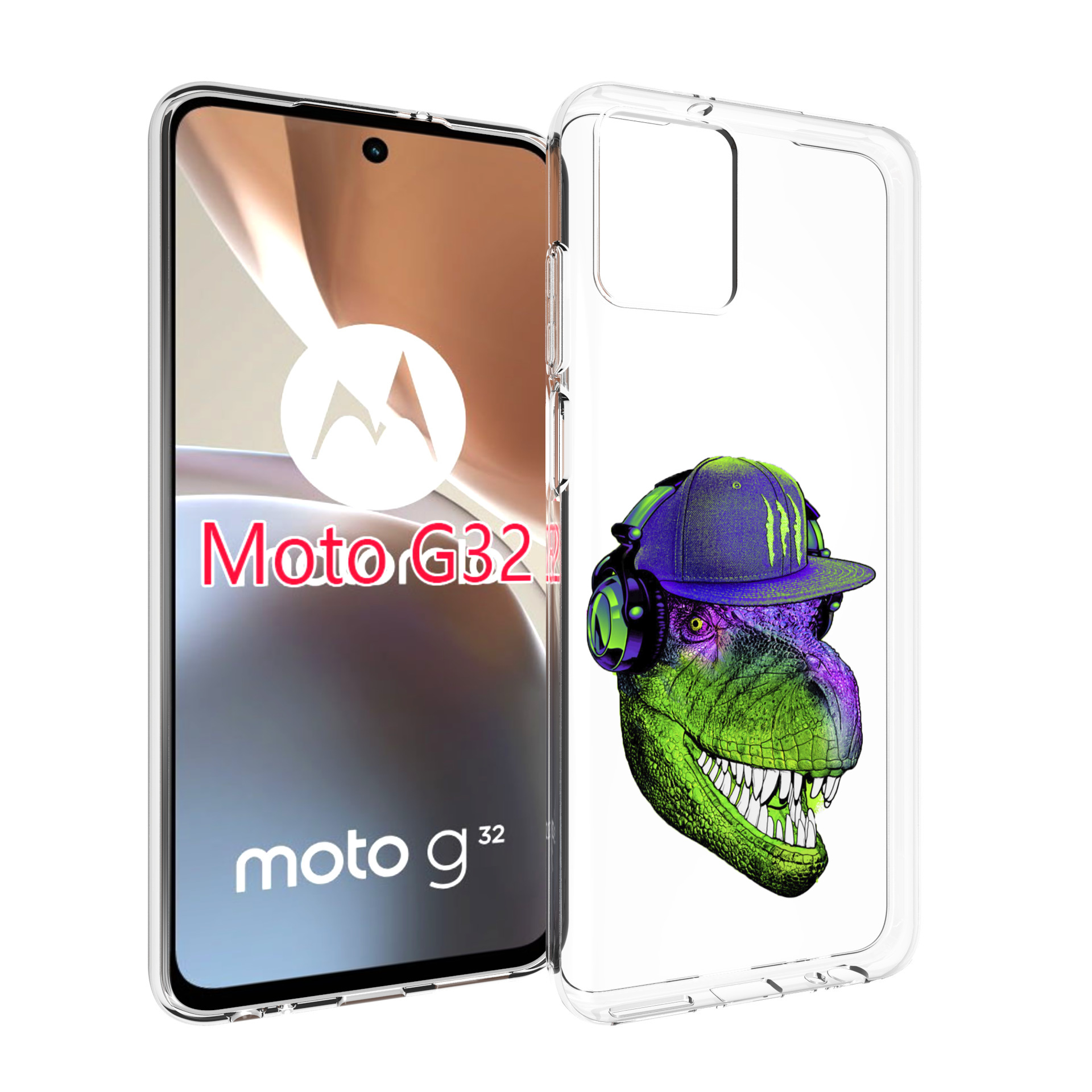 Чехол MyPads Динозавр в кепке для Motorola Moto G32