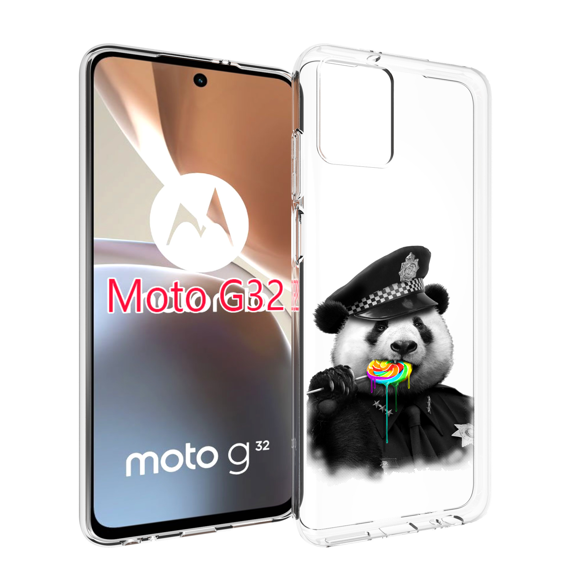 

Чехол MyPads Панда полиция для Motorola Moto G32, Прозрачный, Tocco