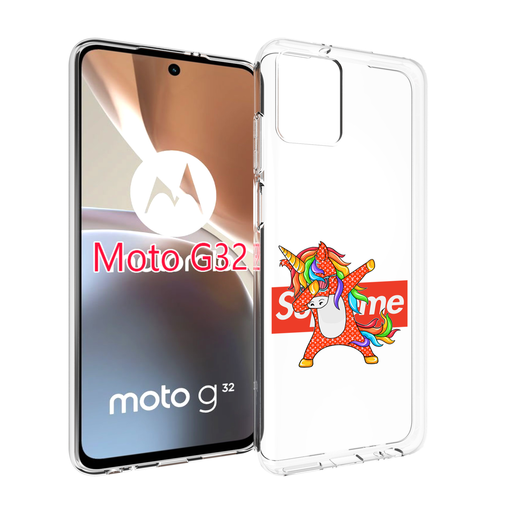 

Чехол MyPads Единорог-суприм для Motorola Moto G32, Прозрачный, Tocco
