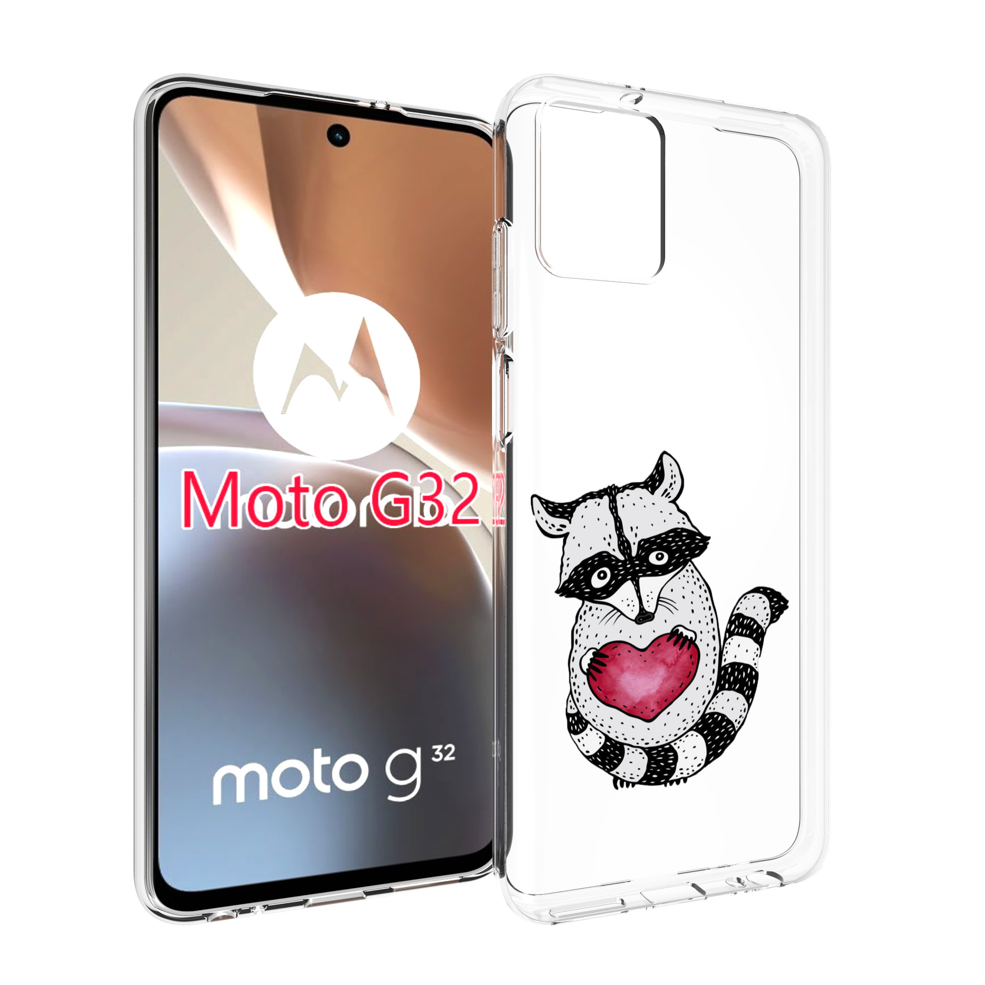 

Чехол MyPads Енот с сердечком для Motorola Moto G32, Прозрачный, Tocco