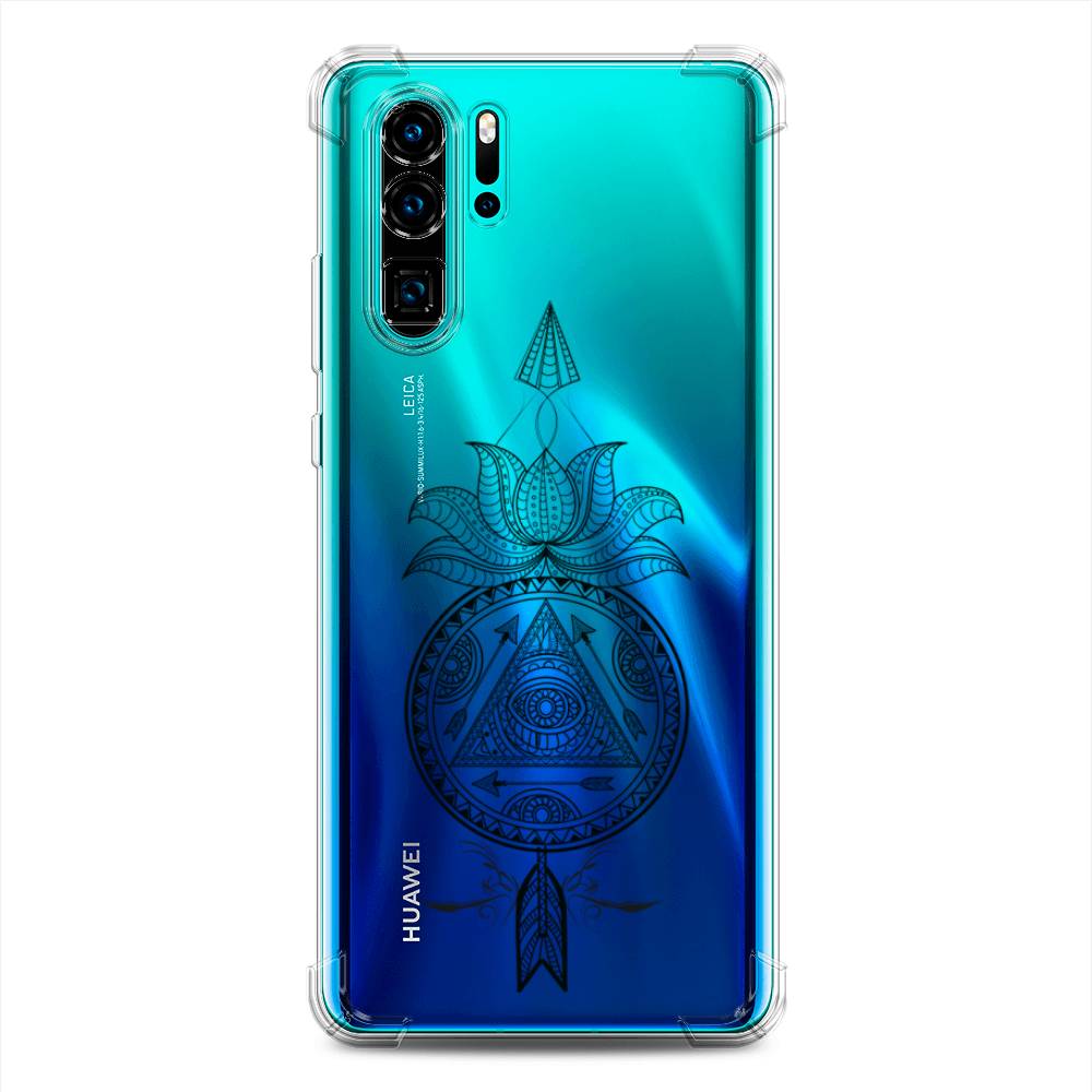 фото Противоударный силиконовый чехол "талисман арт черный" на huawei p30 pro awog