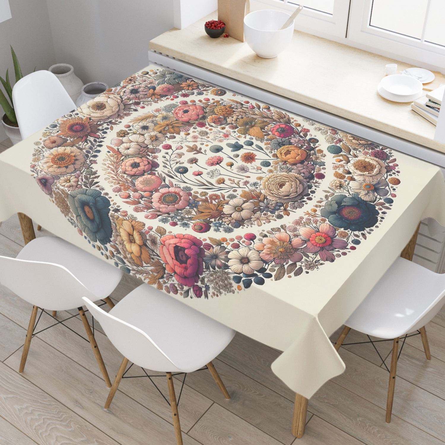 

Скатерть JoyArty Круговые цветы 120х145, tcox_sd1440_120x145, Розовый