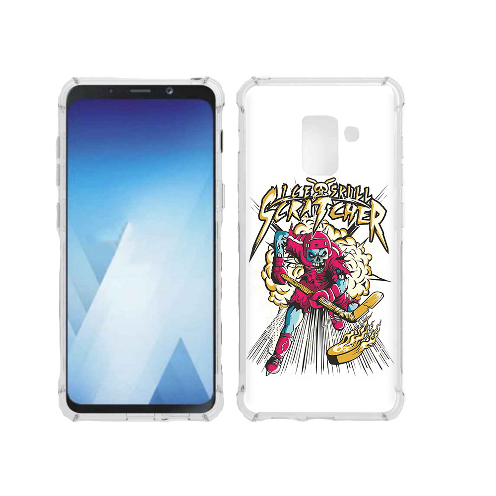 

Чехол MyPads Tocco для Samsung Galaxy A5 (2018) нарисованный скелет хоккеист, Прозрачный, Tocco