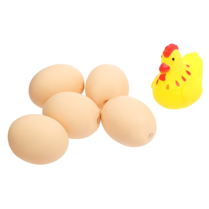 Набор игрушек пищалок КНР Яйца с курицей, 6 предметов (W700-86)