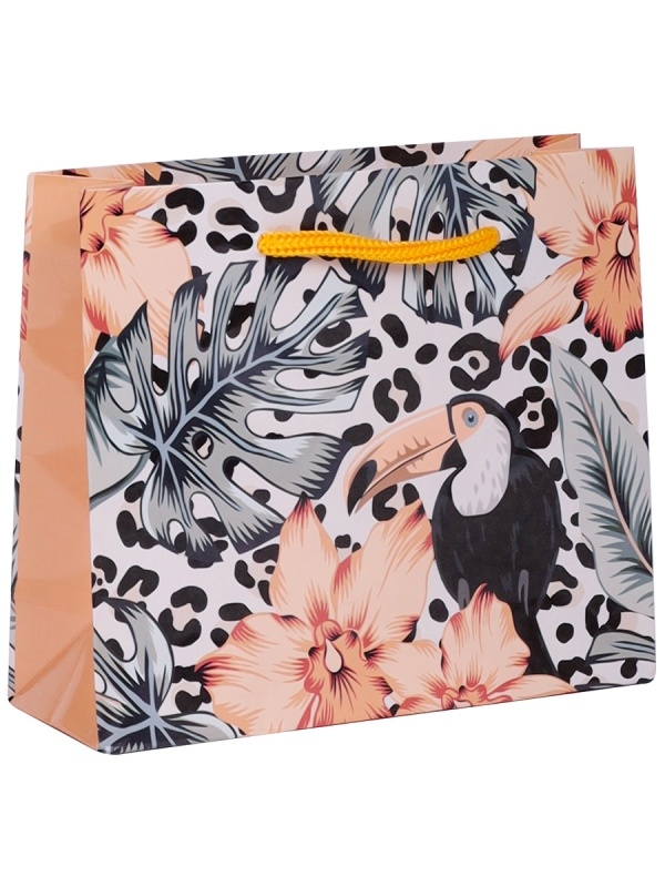 Подарочный пакет Миленд глянцевая ламинация, горизонтальный, Попугай, 60х46х5 см