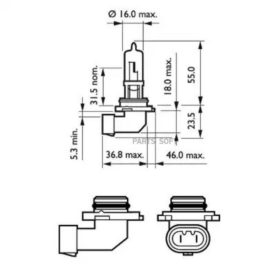 Галогенная лампа Philips HB3 (60W 12V) Vision (Блистер) 1шт 9005PRB1