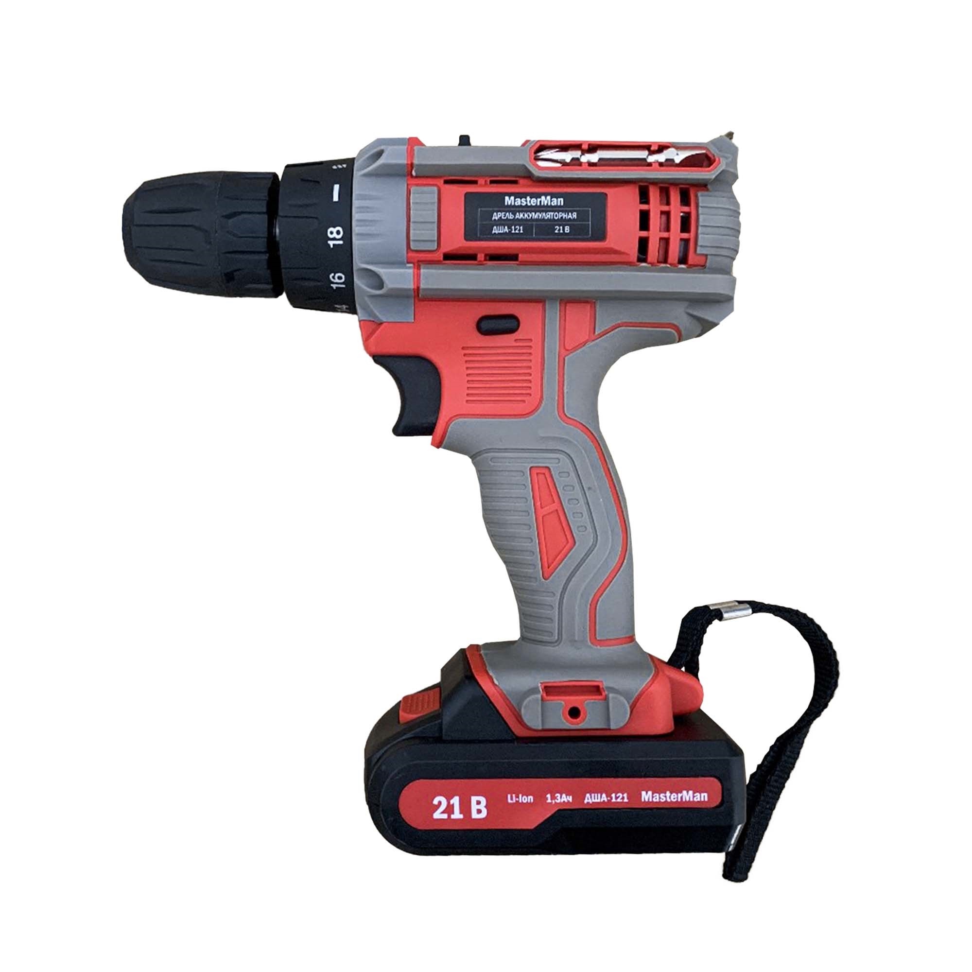 Дрель-шуруповерт MasterMan 21В13Ач 2 аккумулятора Li-Ion DL5165 399600₽