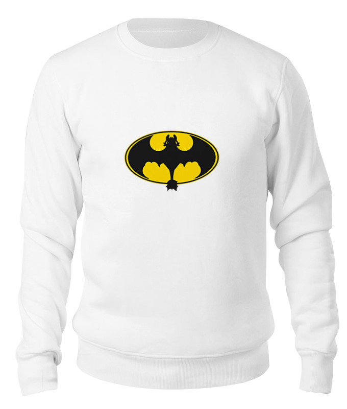 

Свитшот унисекс Printio Night fury x batman белый L, Night fury x batman