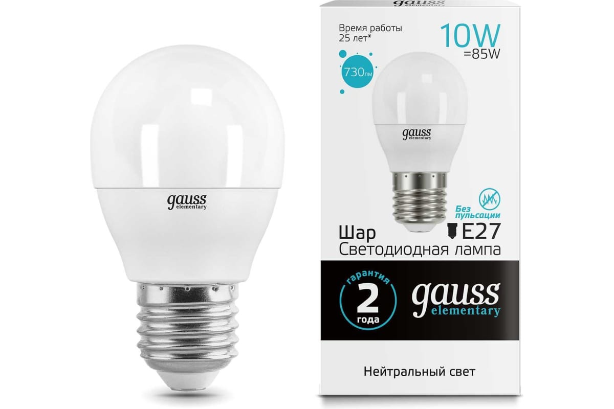 

Упаковка ламп LED GAUSS E27, шар, 10Вт, 10 шт. 53220, Упаковка ламп LED GAUSS E27, шар, 10Вт, 10 шт. [53220]