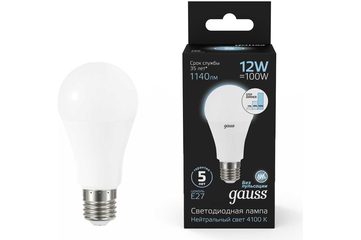 

Упаковка ламп LED GAUSS E27, шар, 12Вт, A60, 10 шт. 102502212, Упаковка ламп LED GAUSS E27, шар, 12Вт, A60, 10 шт. [102502212]