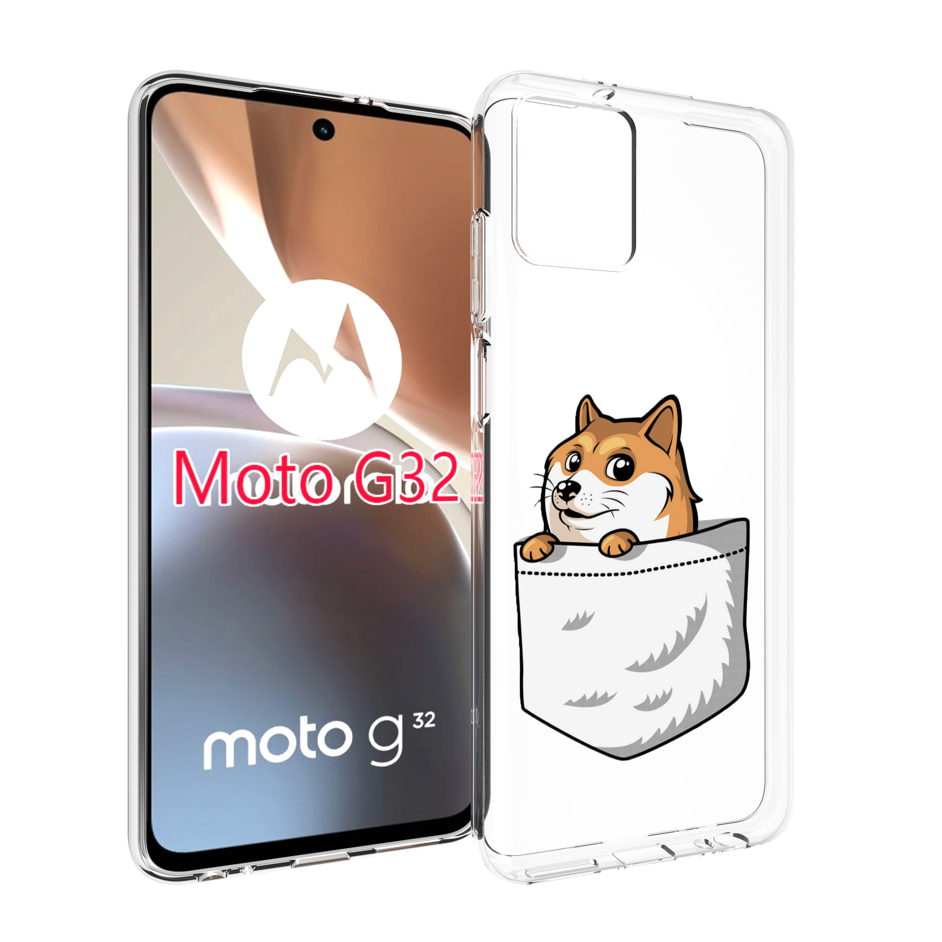 

Чехол MyPads Корги в кармане для Motorola Moto G32, Прозрачный, Tocco