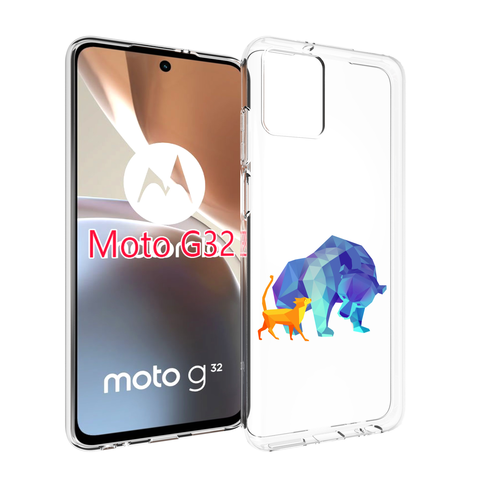 

Чехол MyPads Кот-и-медведь для Motorola Moto G32, Прозрачный, Tocco