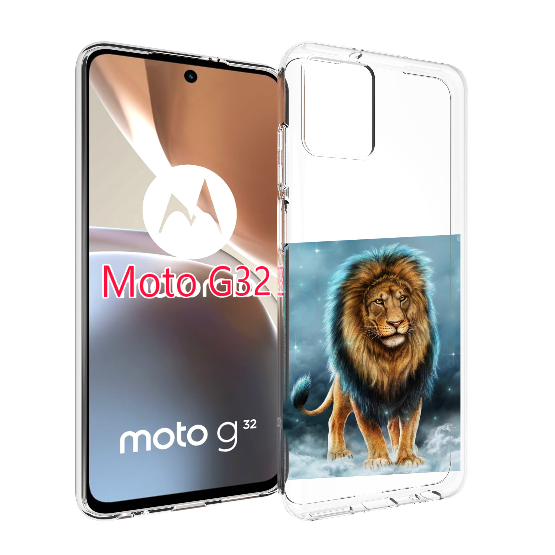 

Чехол MyPads Лев-в-тумане для Motorola Moto G32, Прозрачный, Tocco