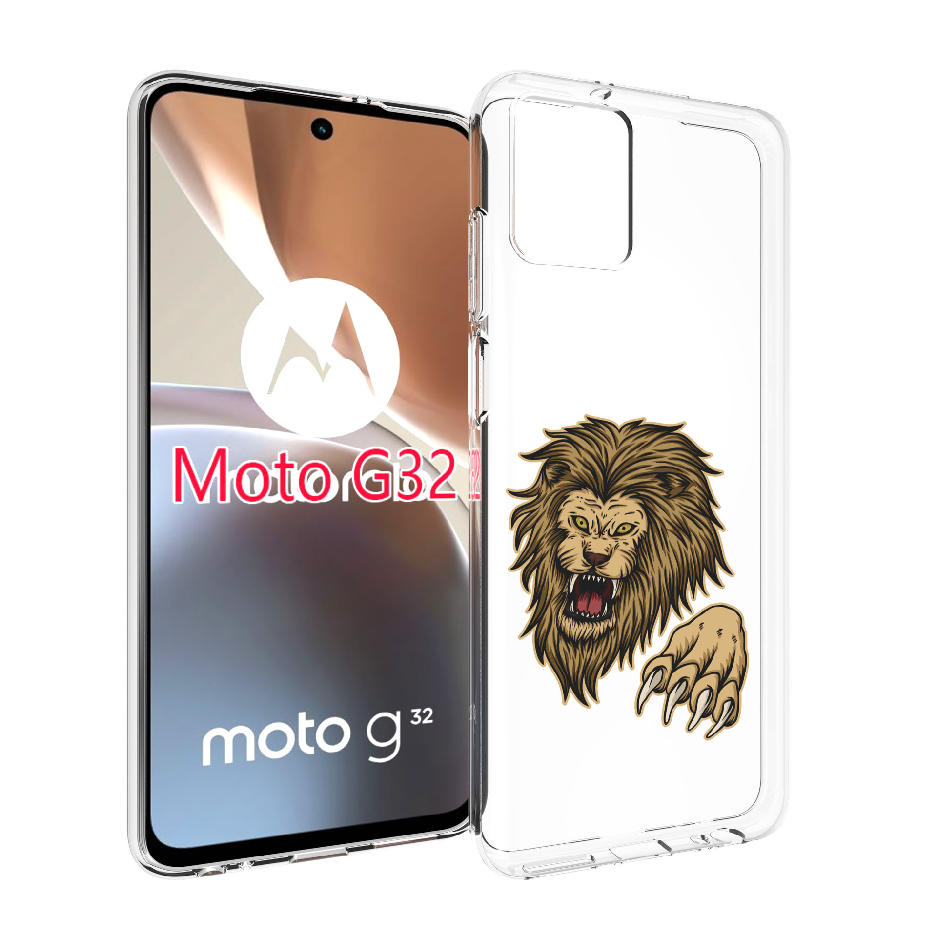 

Чехол MyPads Лев-завоеватель мужской для Motorola Moto G32, Прозрачный, Tocco