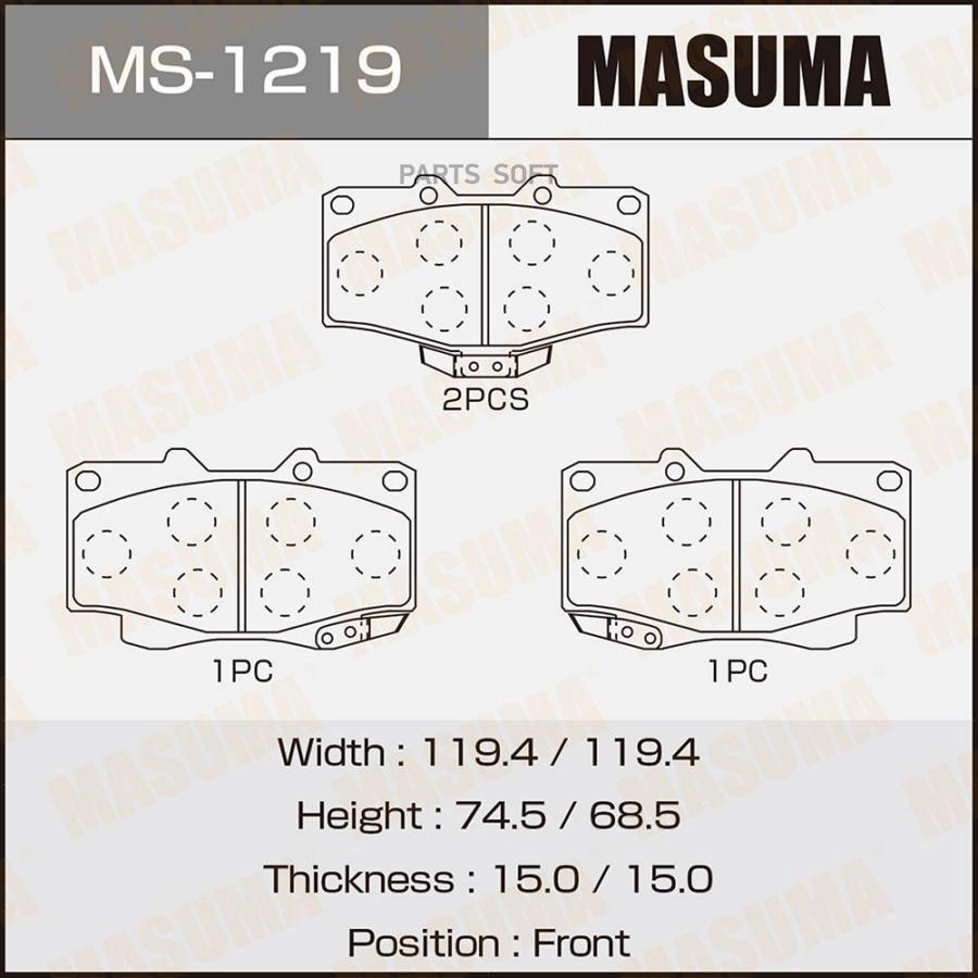 

Колодки Тормозные Masuma An-303wk, Np1098 , P83009 Front Masuma арт. MS1219