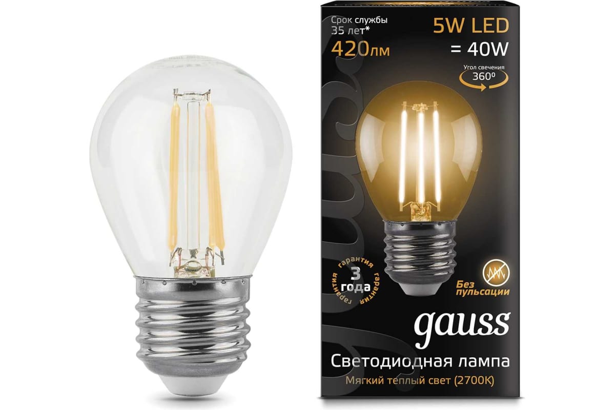

Упаковка ламп филаментная GAUSS E27, шар, 5Вт, 10 шт. 105802105, Упаковка ламп филаментная GAUSS E27, шар, 5Вт, 10 шт. [105802105]