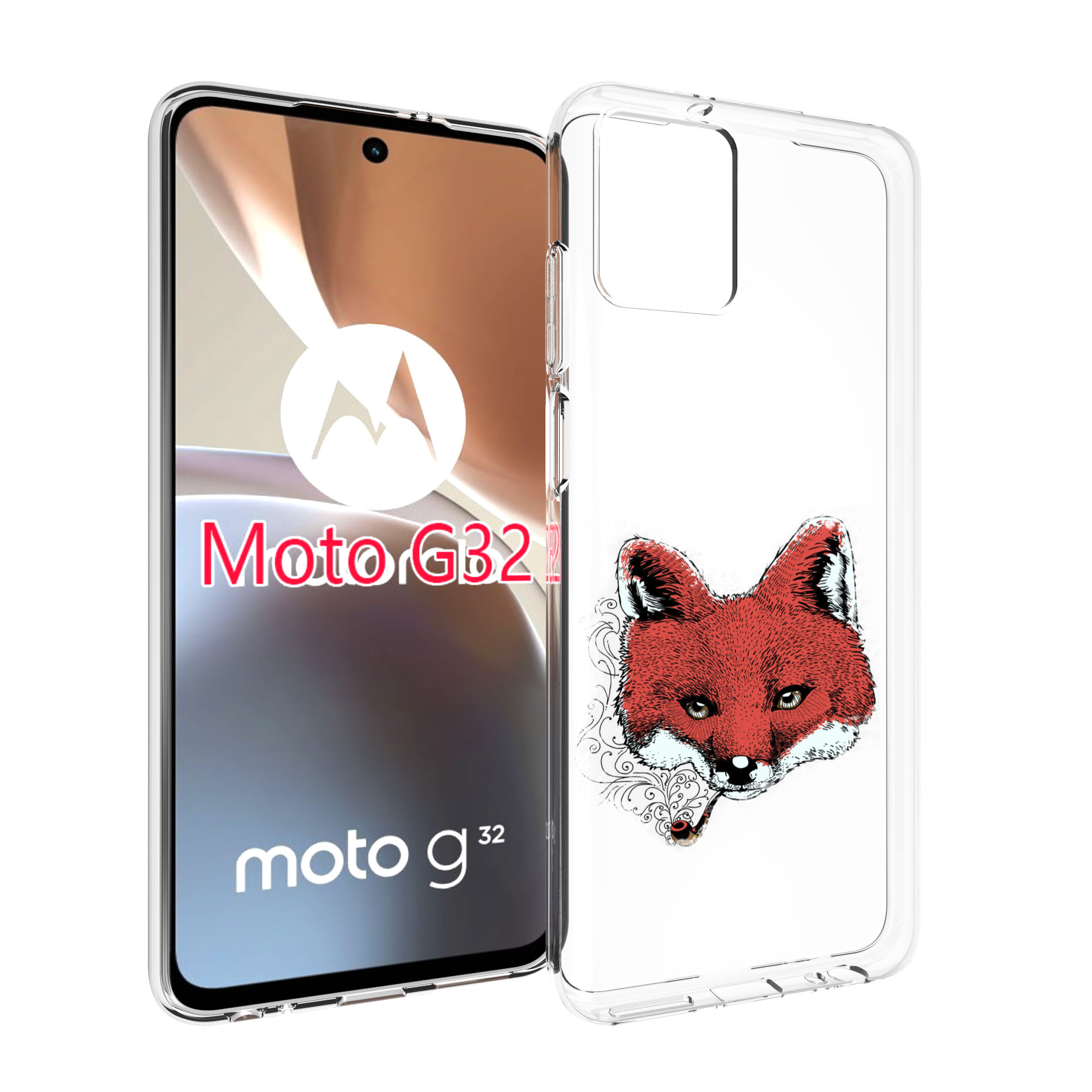 

Чехол MyPads Лис с трубкой для Motorola Moto G32, Прозрачный, Tocco