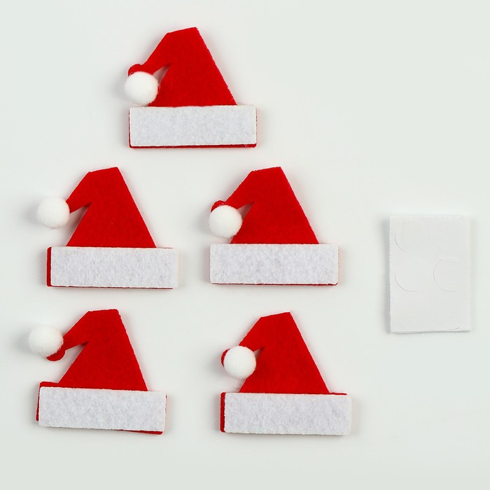 

Набор фетровых деталей для декора Шапки, 9699213, набор 5 шт, Белый;красный