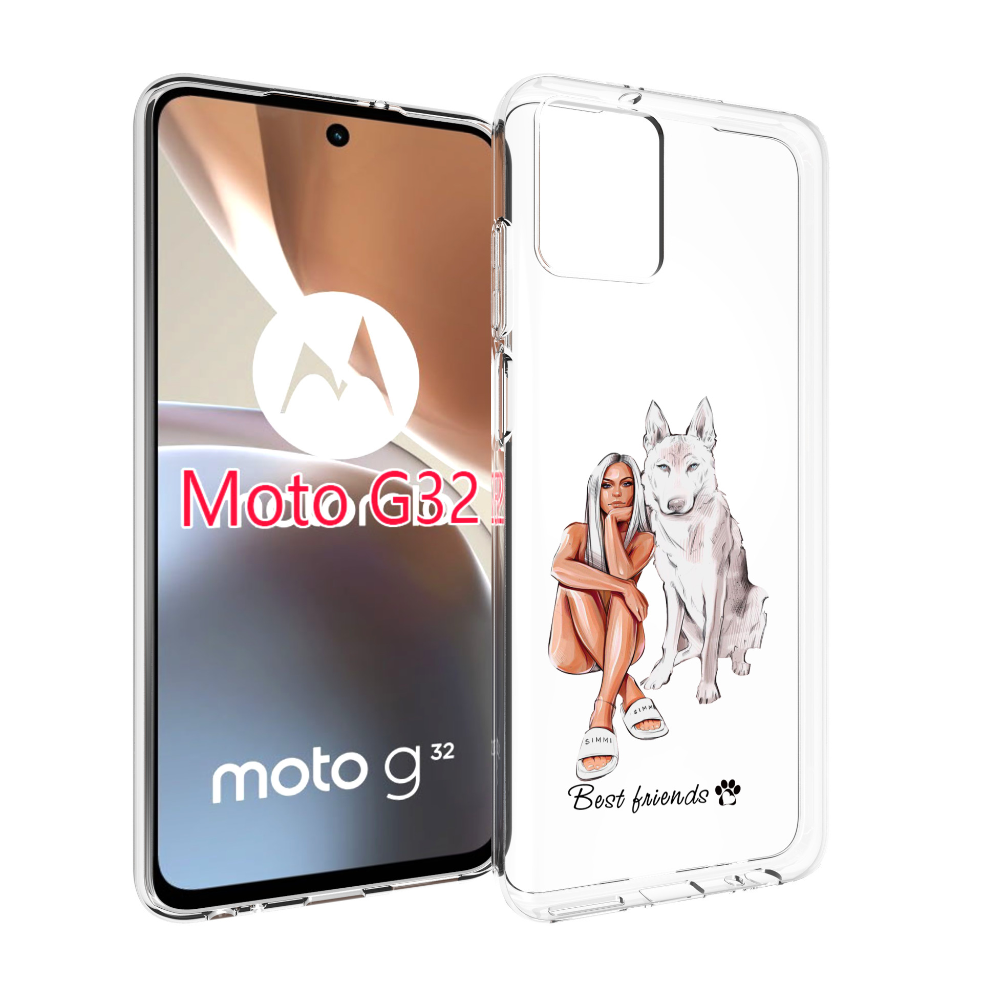 

Чехол MyPads Лучшие-друзья для Motorola Moto G32, Прозрачный, Tocco