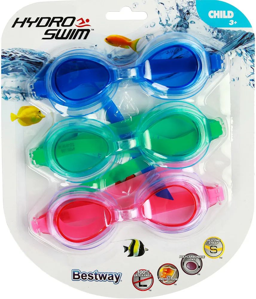 Очки для плавания Lil' Lightning Swimmer, от 3 лет, набор 3 шт, 21074 Bestway Bestway