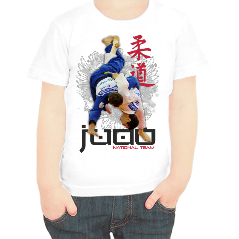 

Футболка мальчику белая 38 р-р дзюдо, Белый, fdm_judo