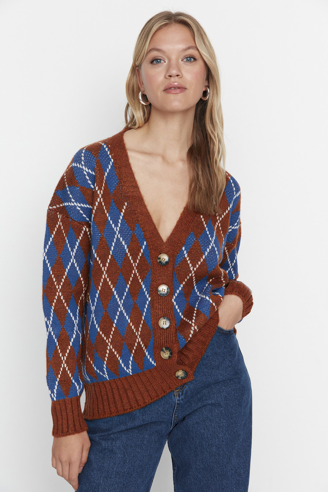 

Кардиган женский Trendyol TWOAW23HI00042 коричневый L, trendyol TWOAW23HI00042