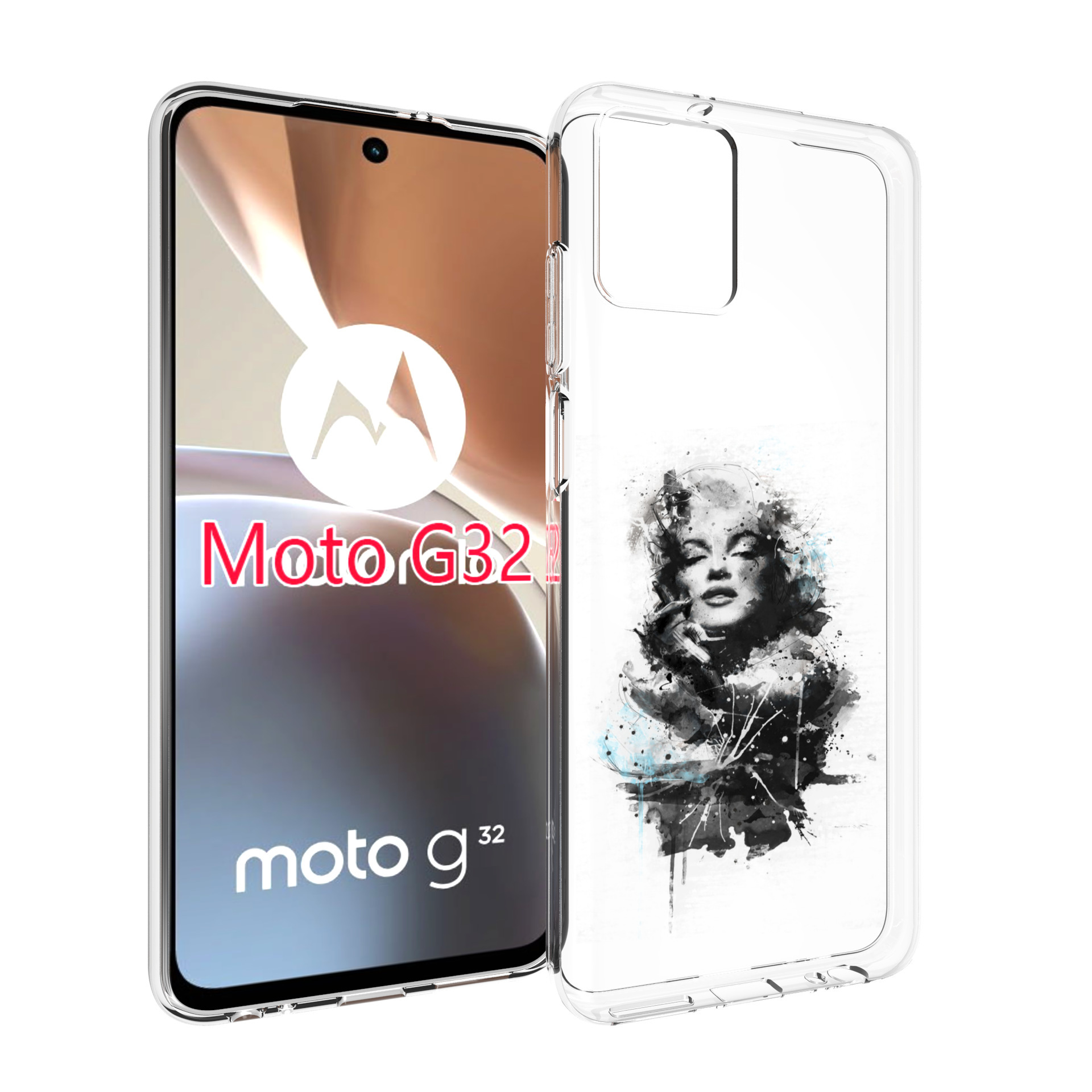 

Чехол MyPads Мерлин Монро загадочная женский для Motorola Moto G32, Прозрачный, Tocco