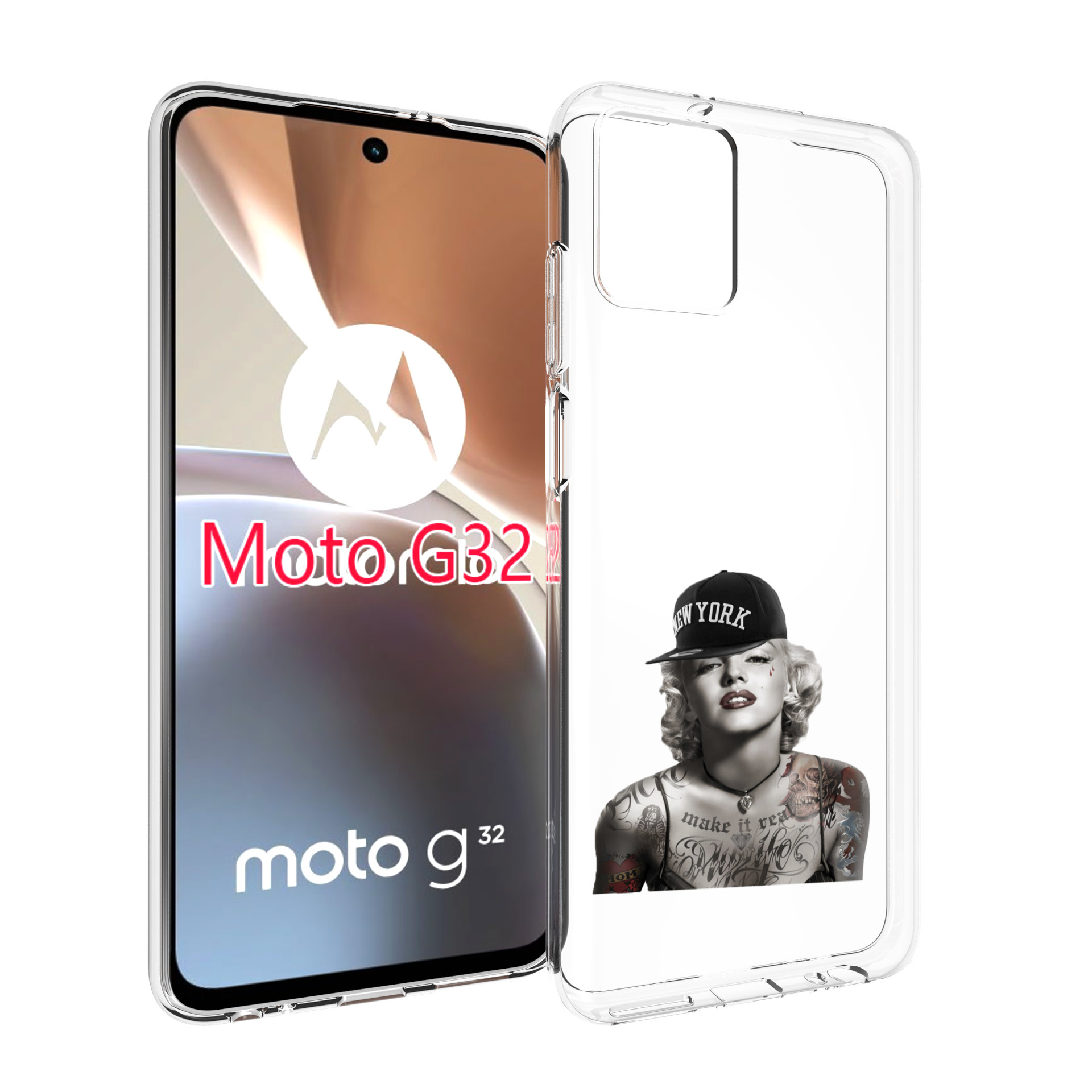 

Чехол MyPads Мерлин Монро с тату женский для Motorola Moto G32, Прозрачный, Tocco
