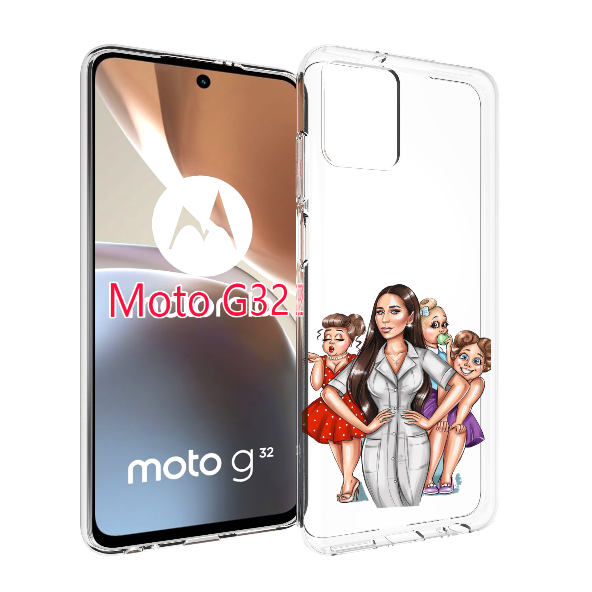 

Чехол MyPads Милые-дамы женский для Motorola Moto G32, Прозрачный, Tocco