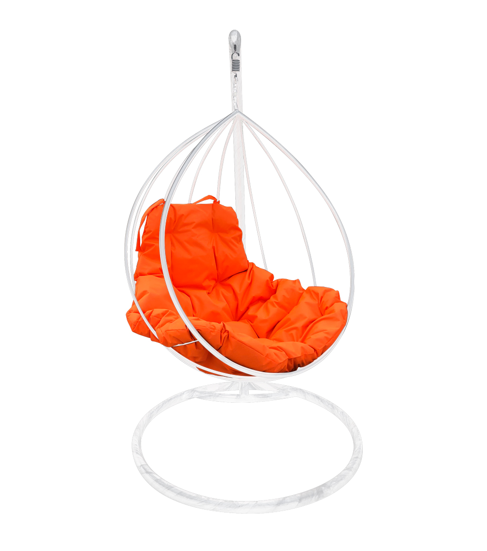 фото Подвесное кресло m-group 1771 капля белое с оранжевой подушкой