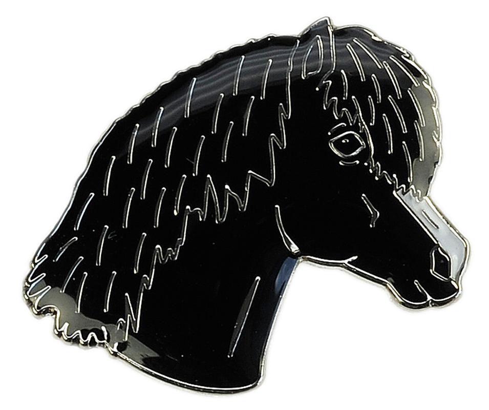 Значок металлический HappyROSS Голова Пони, 27х23мм, чёрный