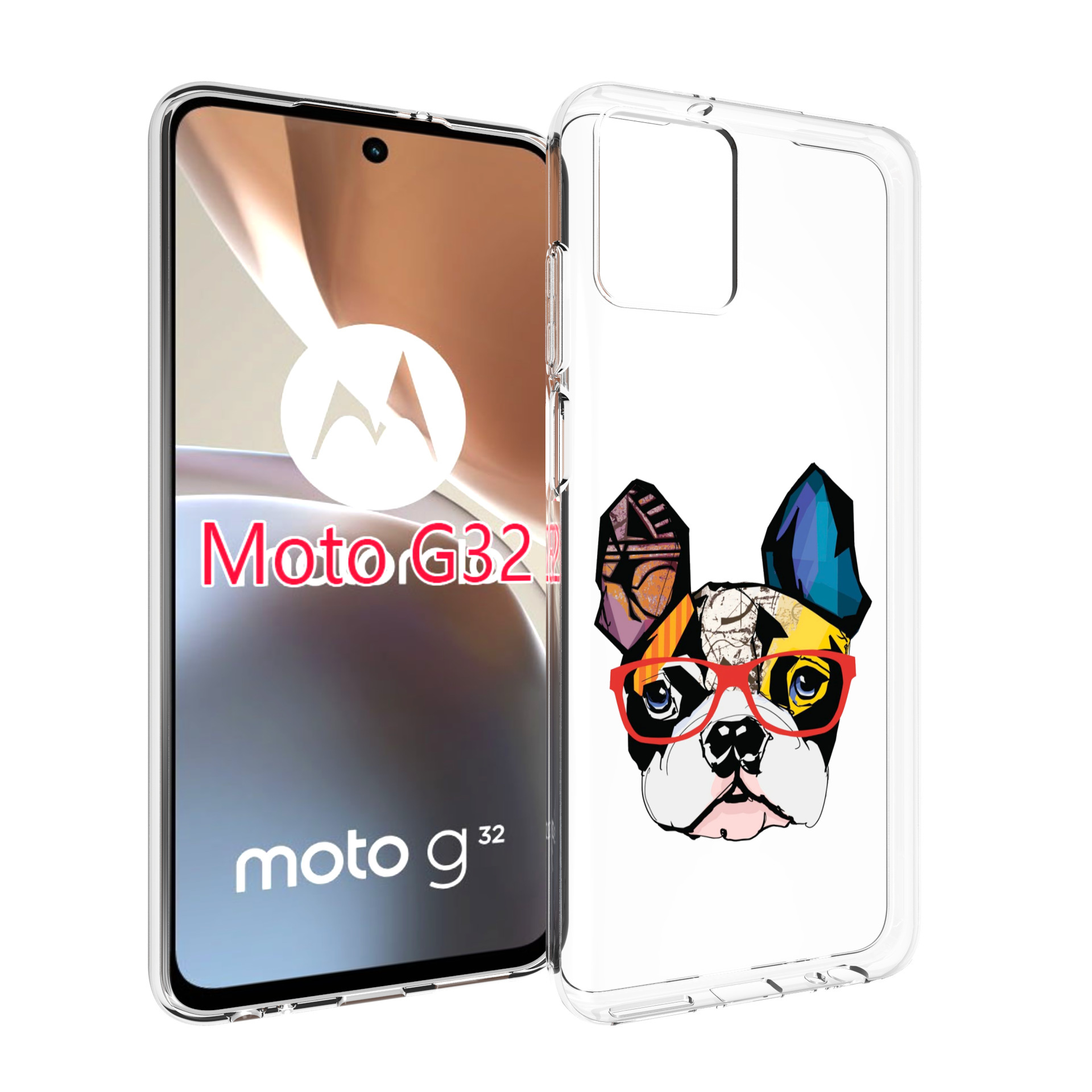 

Чехол MyPads Мопс-в-очках для Motorola Moto G32, Прозрачный, Tocco