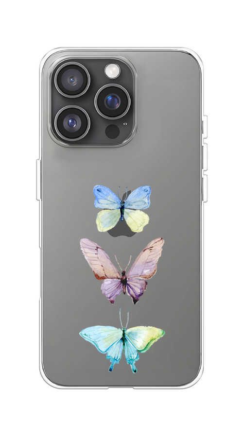 

Чехол на Apple iPhone 16 Pro "Акварельные бабочки", Бирюзовый;розовый, 16250-1