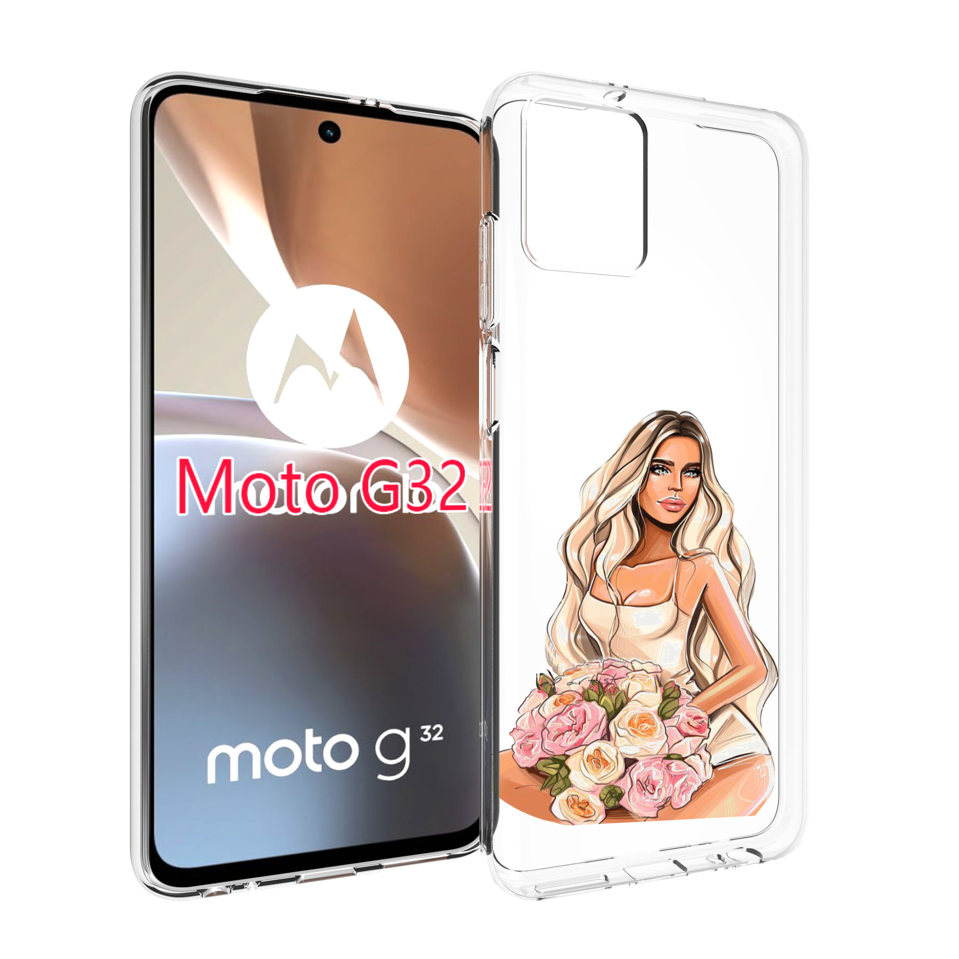 

Чехол MyPads Нежная-девушка женский для Motorola Moto G32, Прозрачный, Tocco