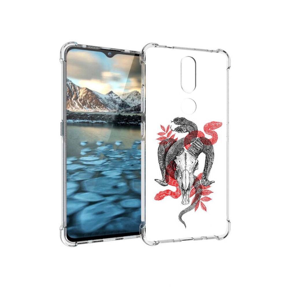 

Чехол MyPads Tocco для Nokia 2.4 змея в черепе рисунок (PT227049.107.365), Прозрачный, Tocco