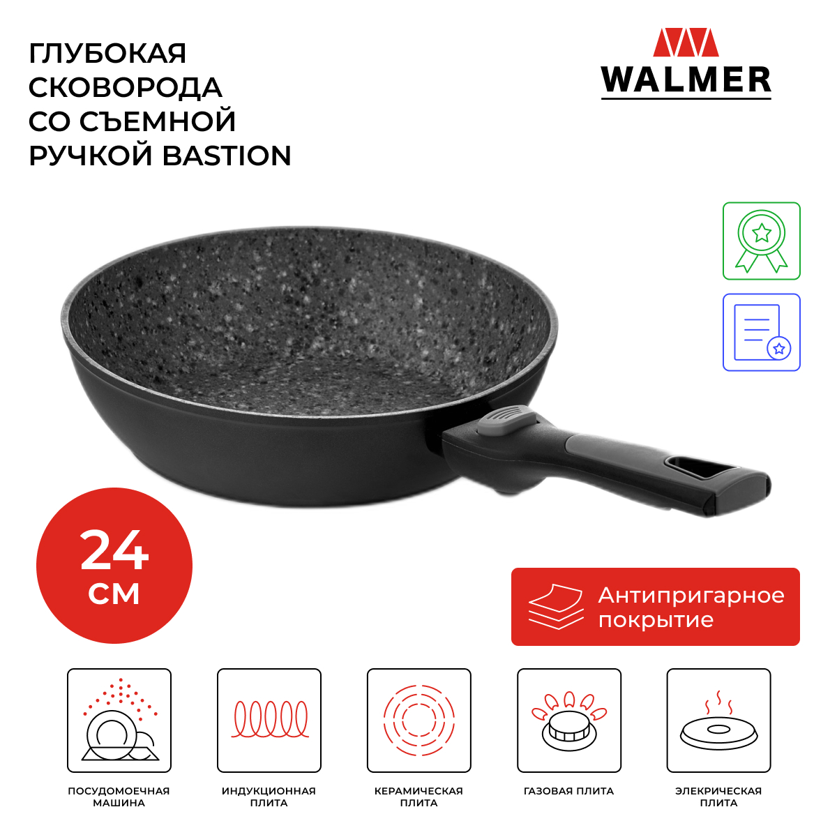 Сковорода универсальная Walmer Bastion 24 см серый W10062447