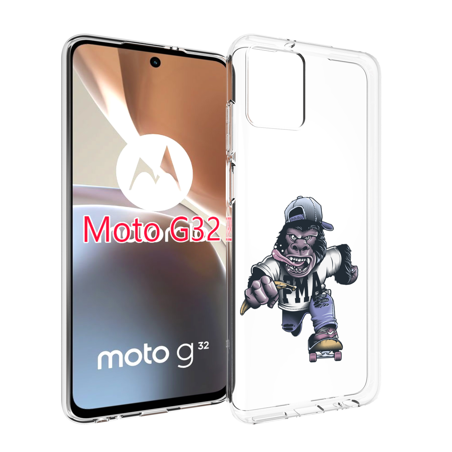 

Чехол MyPads Обезьяна на скейте для Motorola Moto G32, Прозрачный, Tocco