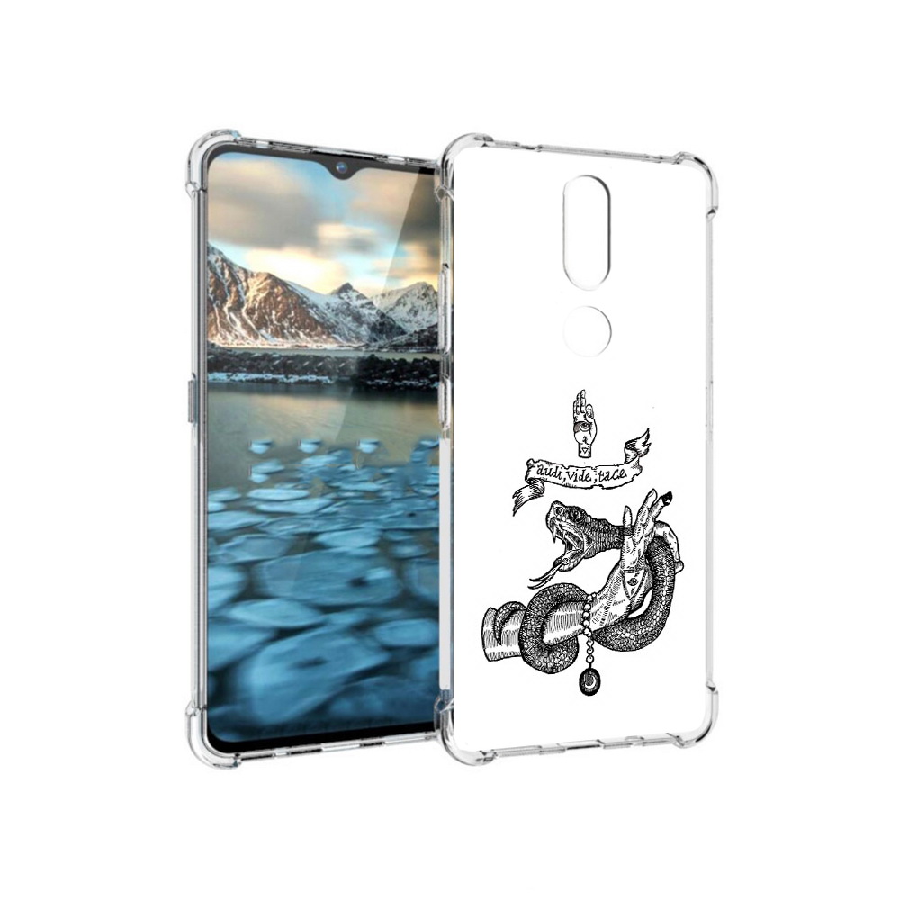 

Чехол MyPads Tocco для Nokia 2.4 змея на руке рисунок (PT227049.107.366), Прозрачный, Tocco