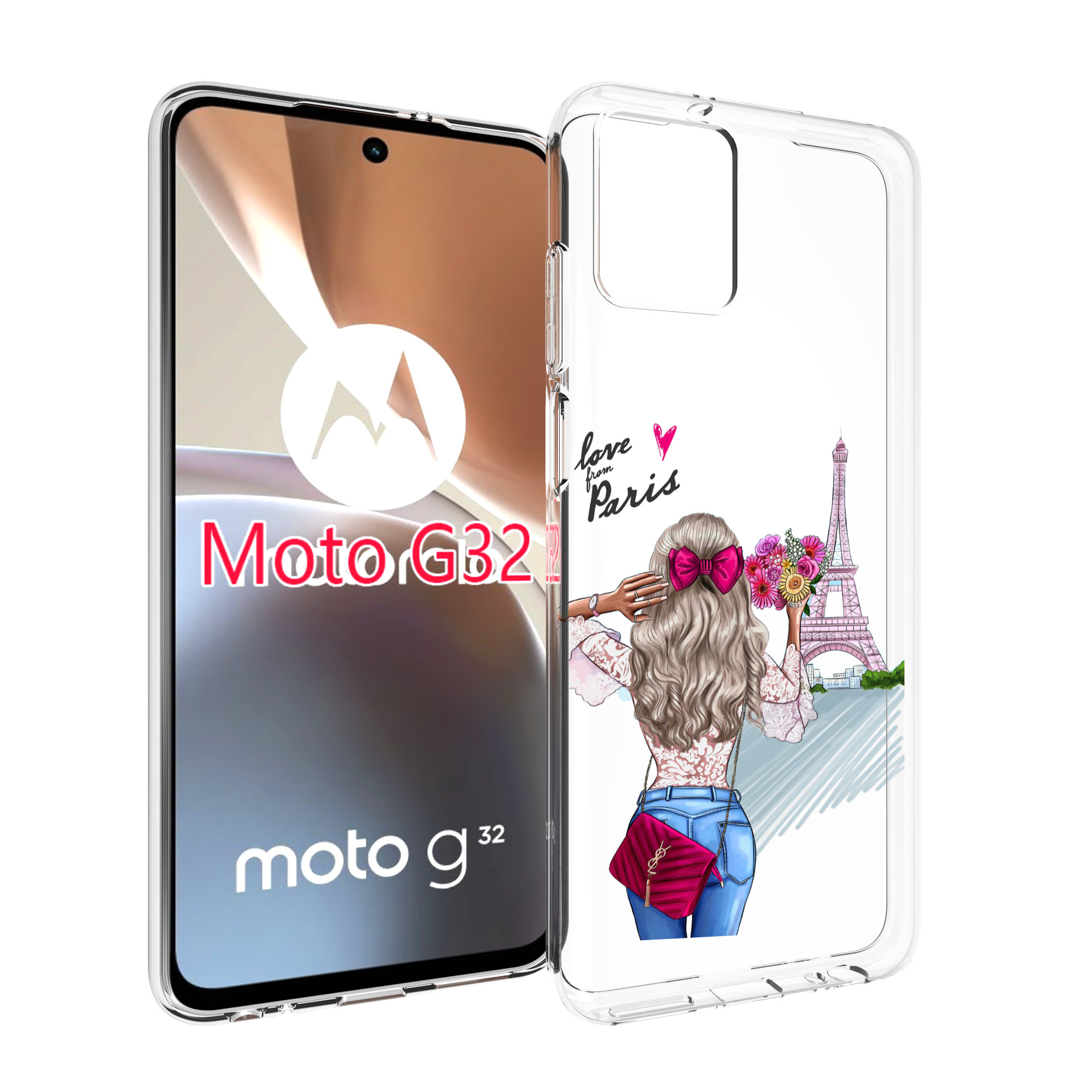 

Чехол MyPads Парижанка женский для Motorola Moto G32, Прозрачный, Tocco