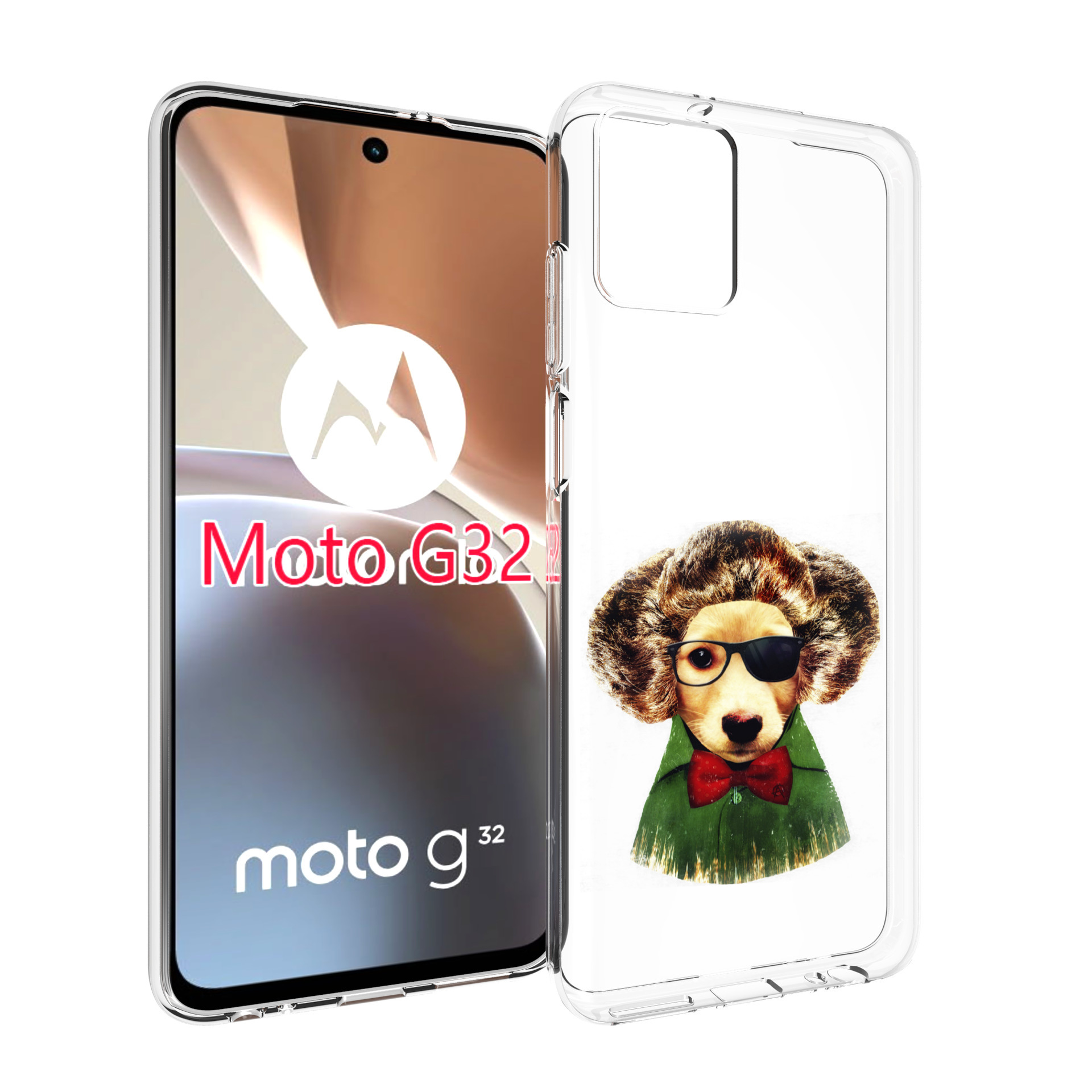 

Чехол MyPads Пес в бабочке для Motorola Moto G32, Прозрачный, Tocco